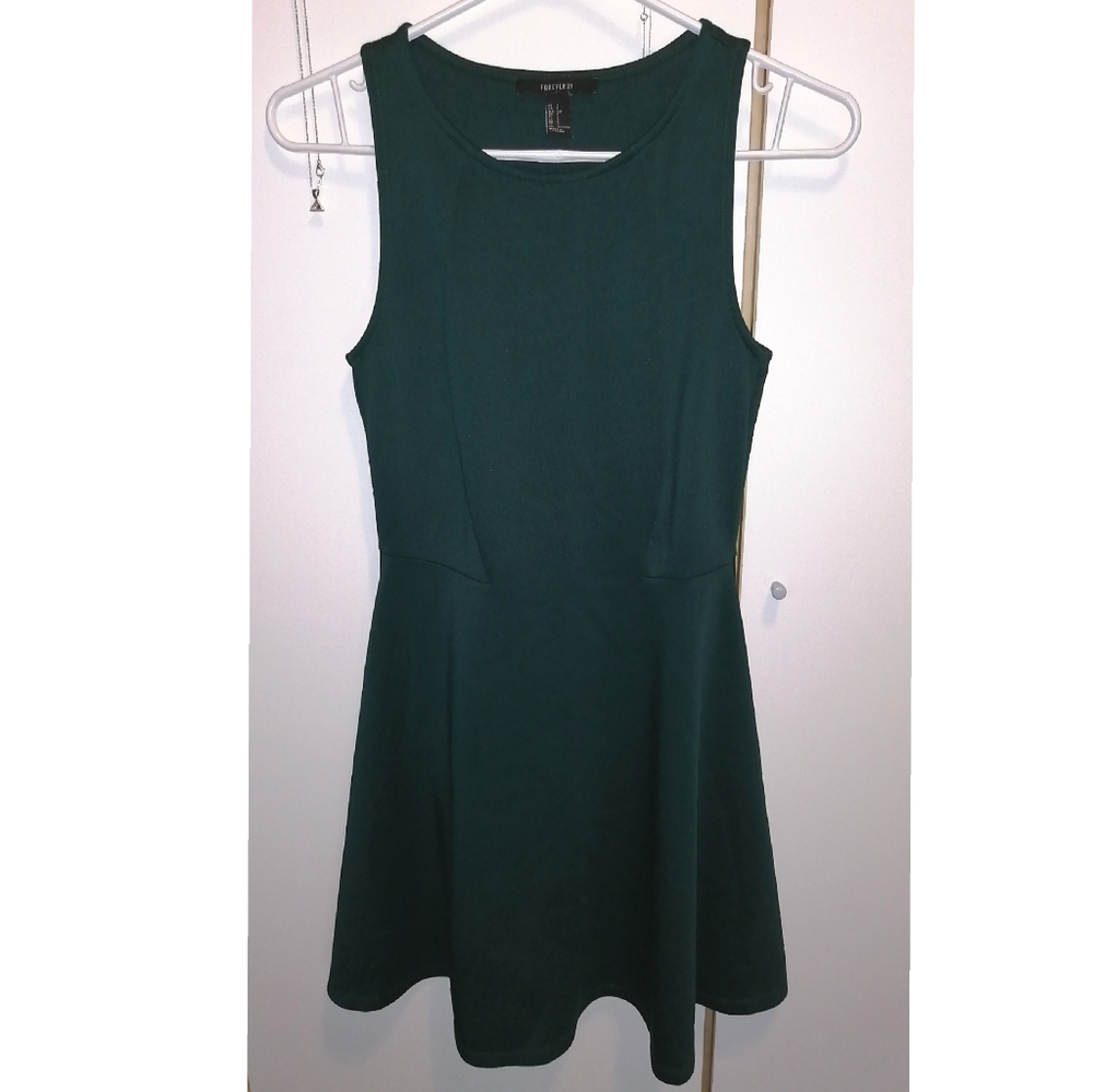 F21 green skater dress
